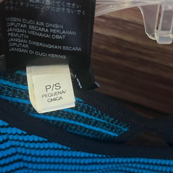 Bebe Bodycon Blue and Black Striped Dress. Size Small. - Picture 4 of 6